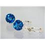 14k Gold Leverback Earrings, London Blue Topaz, E217