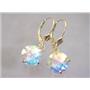 14k Gold Leverback Earrings, Mercury Mist Topaz, E217