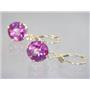 14k Gold Leverback Earrings, Pure Pink Topaz, E217