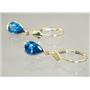 14k Gold Leverback Earrings, London Blue Topaz, E021