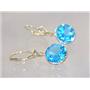 14k Gold Leverback Earrings, Swiss Blue Topaz, E211