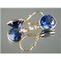 14k Gold Leverback Earrings, Created Blue Sapphire, E201