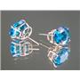 14k Gold Post Earrings, Swiss Blue CZ, E102