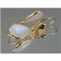14k Gold Leverback Earrings, White Created Opal, E221