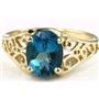 10K, 14K or 18K Gold Ladies Ring, London Blue Topaz, R005