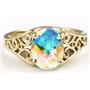 10K, 14K or 18K Gold Ladies Ring, Mercury Mist Topaz, R005