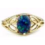 10K, 14K or 18K Gold Ladies Ring, Created Blue Green Opal, R137