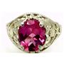 Sterling Silver Ladies Ring, Created Pink Sapphire, SR004