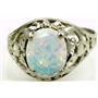 Sterling Silver Ladies Ring, Created White Opal, SR004