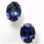 925 Sterling Silver Post Earrings, Created Blue Sapphire, SE002