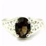 SR305, Smoky Quartz 925 Sterling Silver Ring