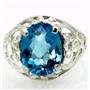 Sterling Silver Ladies Ring, Swiss Blue Topaz, SR004