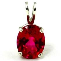 925 Sterling Silver Pendant, Created Ruby, SP002