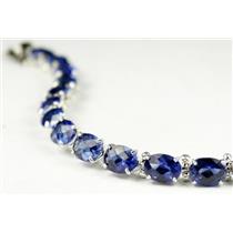 SB002, Created Blue Sapphire, 925 Sterling Silver Bracelet
