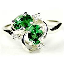 Sterling Silver Ladies Ring, Russian Nanocrystal Emerald, SR016