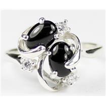 Sterling Silver Ladies Ring, Black Onyx, SR016