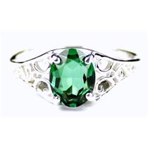 SR305, Russian Nanocrystal Emeraldl, 925 Sterling Silver Ring