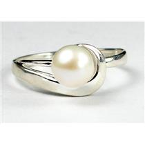 SR340, 6mm Pearl, 925 Sterling Silver Ring
