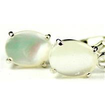 925 Sterling Silver Leverback Earrings, Mother of Pearl, SE007