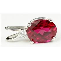 925 Sterling Silver Pendant, Created Ruby, SP020