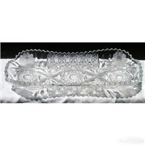 Vintage Cut Glass Celery Serving Tray / Saw Tooth Cut Relish Oblong Dish