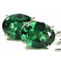 925 Sterling Silver Threader Earrings, Russian Nanocrystal Emerald, SE003