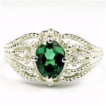 SR365, Russian Nanocrystal Emerald, 925 Sterling Silver Ring