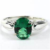 SR058, Russian Nanocrystal Emerald, 925 Sterling Silver Ring