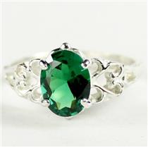 SR302, Russian Nanocrystal Emerald, 925 Sterling Silver Ring