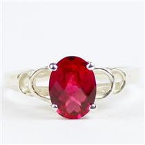 SR300, Created Ruby, 925 Sterling Silver Ladies Ring