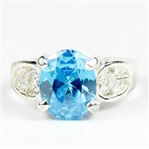 Swiss Blue CZ, 925 Sterling Silver Ladies Ring, SR369
