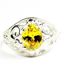 Golden Yellow CZ, 925 sterling Silver Ladies Ring, SR111