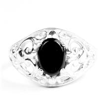 925 sterling Silver Ladies Filigree Ring, Black Onyx, SR111