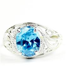 Swiss Blue CZ, 925 Sterling Silver Ladies Ring, SR083