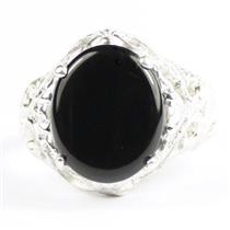 925 Sterling Silver Ladies Filigree Ring, Black Onyx, SR114