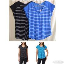 Adrienne Vittadini Womens Short Sleeve Stripe Top Size S-XL New Choose Color