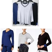 Alfani Colorblock Contrast-Cuff Pajama Top New Ch Size & Color