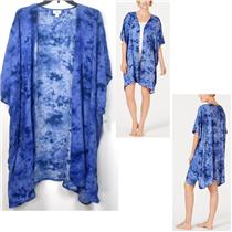 Jenni Womens Printed Lightweight Wrap Robe Tie Dye Blue OS Lounge New