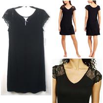 Charter Club Lace Sleeve Chemise Nightgown Black Choose Size New