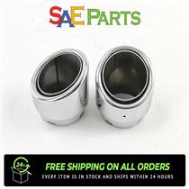 Stainless Steel 2" Inlet 3" Outlet Universal Dual Exhaust Tips Set Slant Round