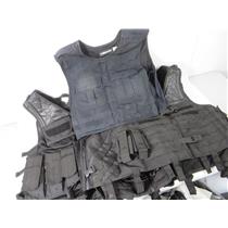 Lot Of 6 Black Tactical Vests / Carriers Various Sizes - VESTS / CARRIERS ONLY