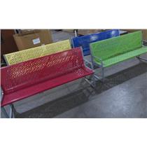 Lot Of 4 Metal Outdoor Commercial Park Benches - RED / GREEN / BLUE / YELLOW
