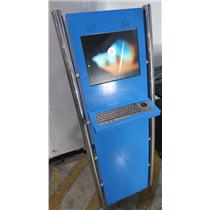 SLABB The Public Touch Company Blue Metal Kiosk W/ 17" LCD Screen & Keyboard
