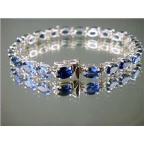 SB001, Created Blue Sapphire, 925 Silver Bracelet