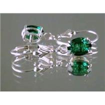 925 Sterling Silver Leverback Earrings, Russian Nanocrystal Emerald, SE007