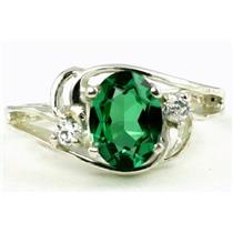 SR176, Russian Nanocrystal Emerald, 925 Sterling Silver Ring