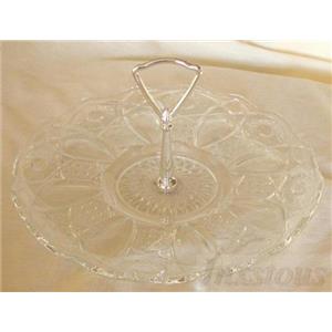 Vintage Crystal Glass 10" Serving Dish w/ Silver Handle