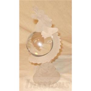 9 " Frosted Dragon Statue Figurine with Clear Ball