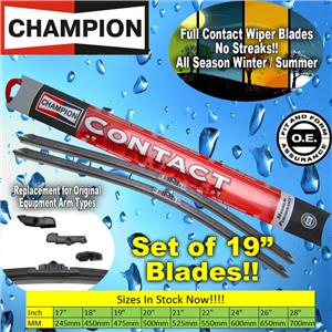 NEW (2) Pair Champion Full Contact 19" Inch All Season Windshield Wiper Blade