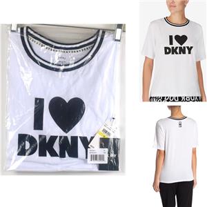 DKNY Womens Front Graphic Print T-Shirt Pajama Top White I Love DKNY Ch Size New